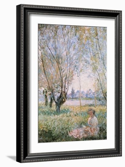 Woman Seated under the Willows-Claude Monet-Framed Art Print