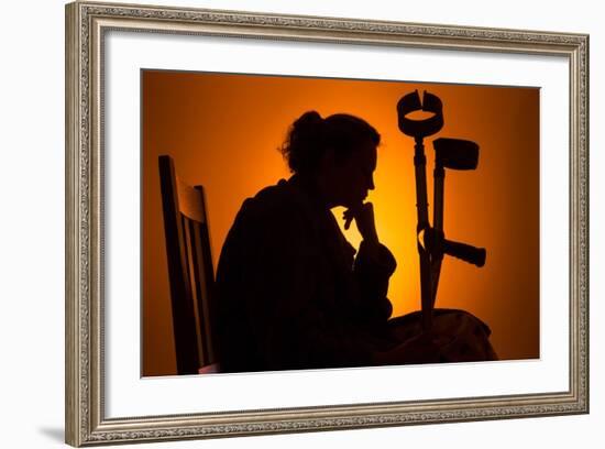 Woman Seated with Crutches-Anthony West-Framed Photographic Print