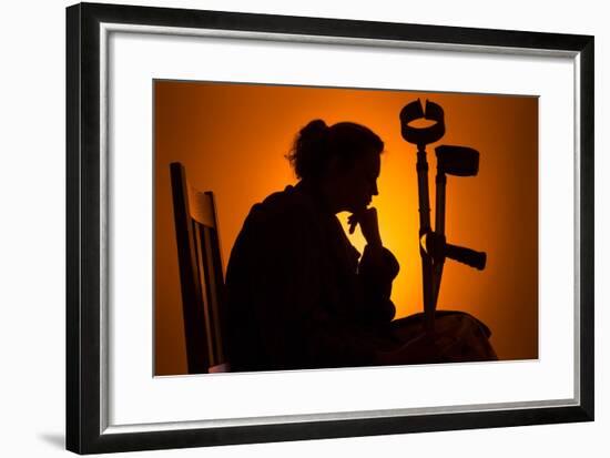 Woman Seated with Crutches-Anthony West-Framed Photographic Print