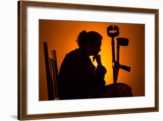 Woman Seated with Crutches-Anthony West-Framed Photographic Print