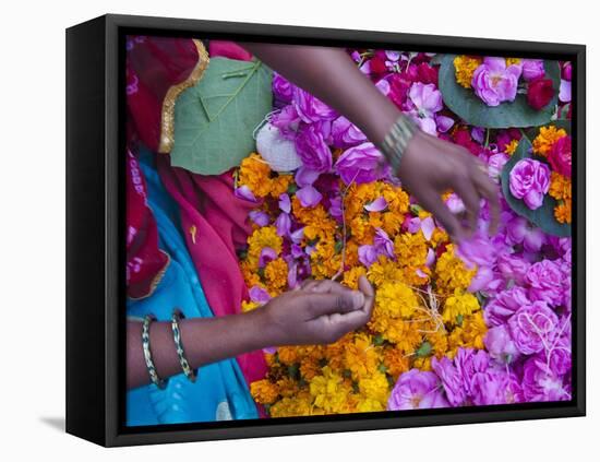 Woman Selling Flower, Pushkar, Rajasthan, India-Keren Su-Framed Premier Image Canvas