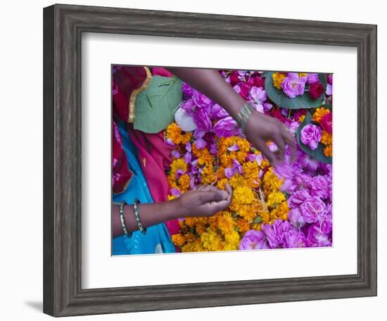 Woman Selling Flower, Pushkar, Rajasthan, India-Keren Su-Framed Photographic Print
