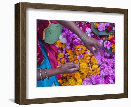 Woman Selling Flower, Pushkar, Rajasthan, India-Keren Su-Framed Photographic Print