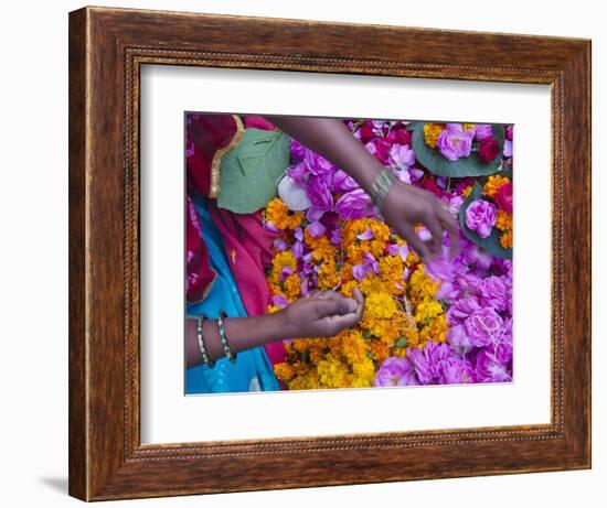 Woman Selling Flower, Pushkar, Rajasthan, India-Keren Su-Framed Photographic Print