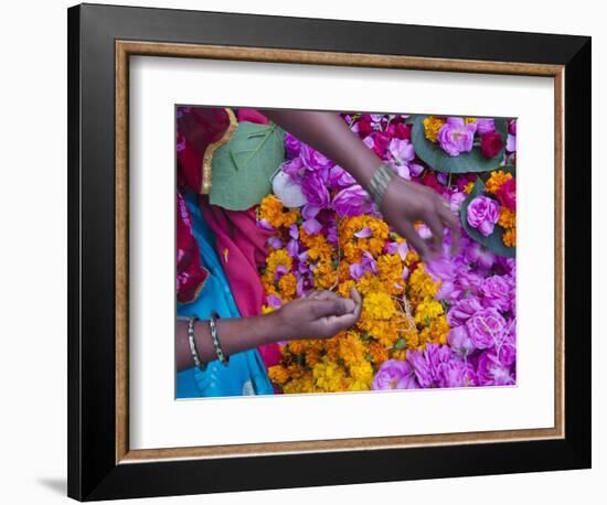 Woman Selling Flower, Pushkar, Rajasthan, India-Keren Su-Framed Photographic Print