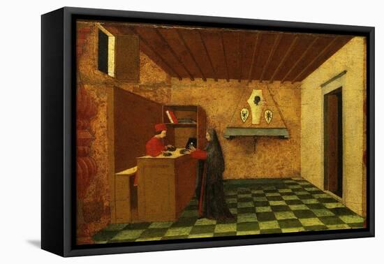 Woman Selling the Host to a Jewish Merchant, First Scene from the Miracle of the Desecrated Host-Paolo Uccello-Framed Premier Image Canvas