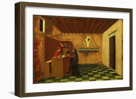 Woman Selling the Host to a Jewish Merchant, First Scene from the Miracle of the Desecrated Host-Paolo Uccello-Framed Giclee Print