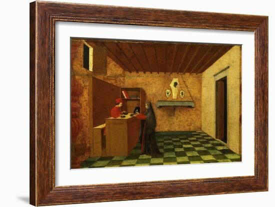Woman Selling the Host to a Jewish Merchant, First Scene from the Miracle of the Desecrated Host-Paolo Uccello-Framed Giclee Print