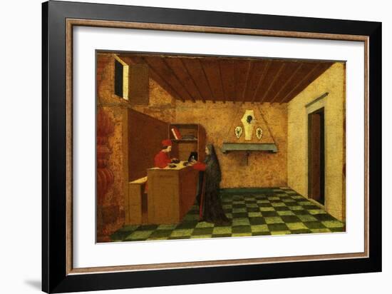 Woman Selling the Host to a Jewish Merchant, First Scene from the Miracle of the Desecrated Host-Paolo Uccello-Framed Giclee Print