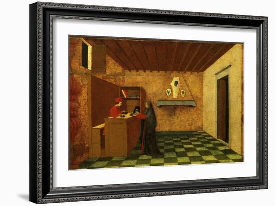 Woman Selling the Host to a Jewish Merchant, First Scene from the Miracle of the Desecrated Host-Paolo Uccello-Framed Giclee Print