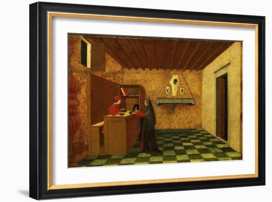 Woman Selling the Host to a Jewish Merchant, First Scene from the Miracle of the Desecrated Host-Paolo Uccello-Framed Giclee Print