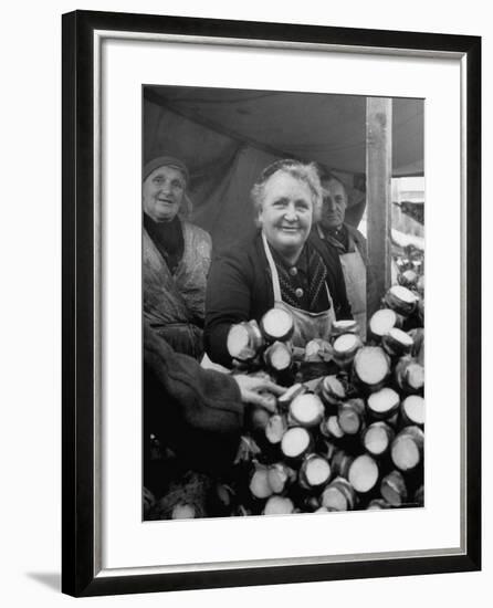 Woman Selling Vegetables at an Open Air Market Stall-Nina Leen-Framed Photographic Print