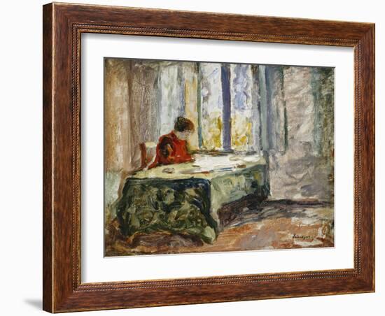 Woman Sewing; Femme Cousant-Henri Lebasque-Framed Giclee Print