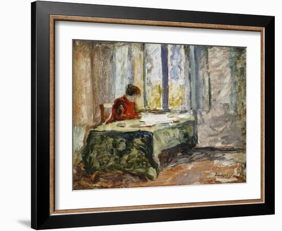 Woman Sewing; Femme Cousant-Henri Lebasque-Framed Giclee Print