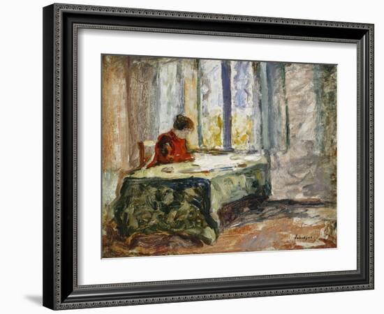 Woman Sewing; Femme Cousant-Henri Lebasque-Framed Giclee Print