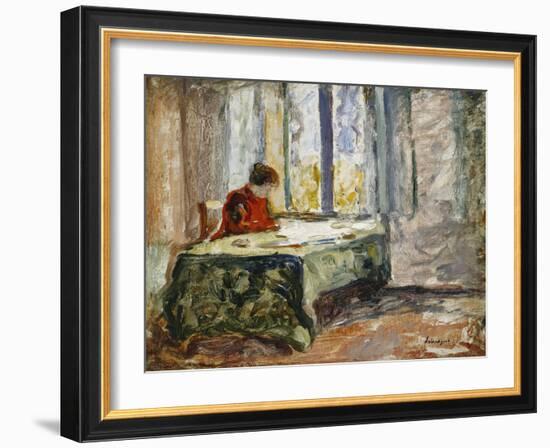 Woman Sewing; Femme Cousant-Henri Lebasque-Framed Giclee Print