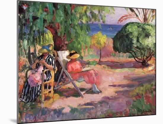 Woman Sewing-Henri Lebasque-Mounted Art Print