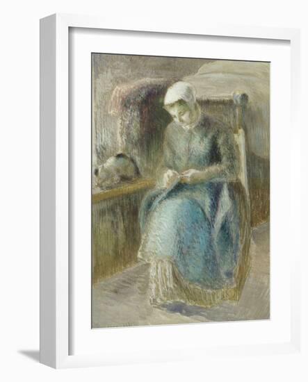 Woman Sewing-Camille Pissarro-Framed Giclee Print