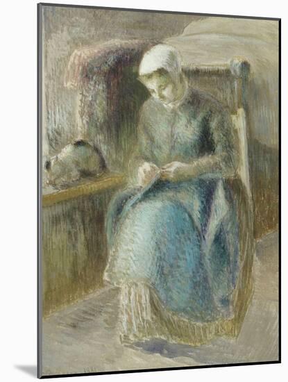 Woman Sewing-Camille Pissarro-Mounted Giclee Print