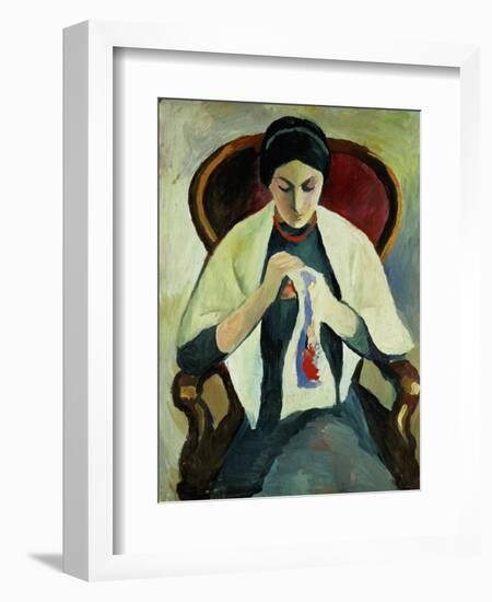 Woman Sewing-Auguste Macke-Framed Giclee Print