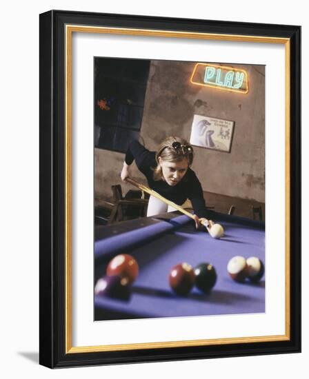 Woman Shooting Pool-null-Framed Photographic Print