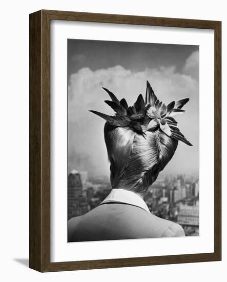 Woman Showing Her Fashionable Wartime Hairstyle Called Winged Victory-Nina Leen-Framed Photographic Print