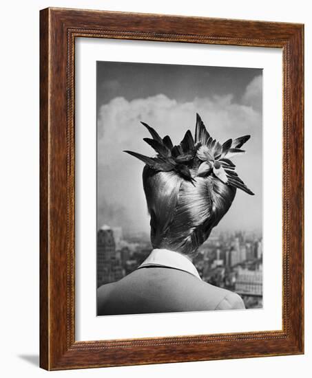 Woman Showing Her Fashionable Wartime Hairstyle Called Winged Victory-Nina Leen-Framed Photographic Print