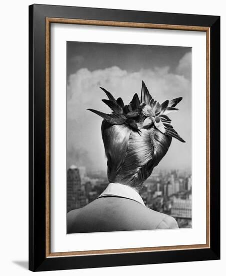 Woman Showing Her Fashionable Wartime Hairstyle Called Winged Victory-Nina Leen-Framed Photographic Print