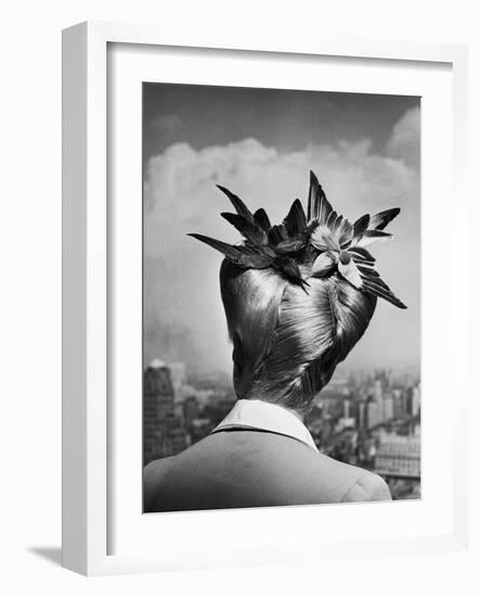 Woman Showing Her Fashionable Wartime Hairstyle Called Winged Victory-Nina Leen-Framed Photographic Print