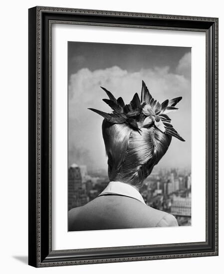 Woman Showing Her Fashionable Wartime Hairstyle Called Winged Victory-Nina Leen-Framed Photographic Print