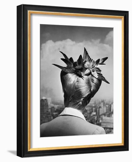 Woman Showing Her Fashionable Wartime Hairstyle Called Winged Victory-Nina Leen-Framed Photographic Print