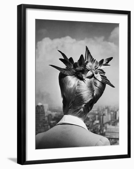 Woman Showing Her Fashionable Wartime Hairstyle Called Winged Victory-Nina Leen-Framed Photographic Print