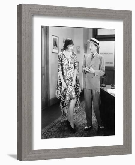Woman Showing Her Legs to a Man-null-Framed Photo