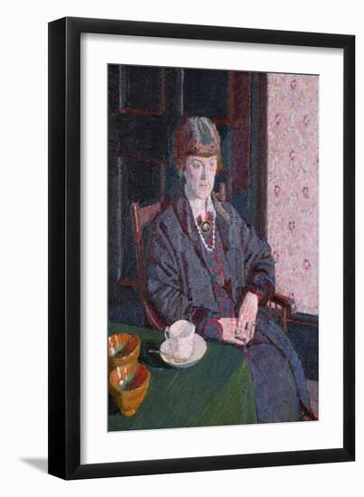 Woman Sitting at a Table (Oil on Canvas)-Harold Gilman-Framed Giclee Print