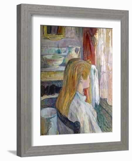Woman Sitting at a Window-Henri de Toulouse-Lautrec-Framed Art Print