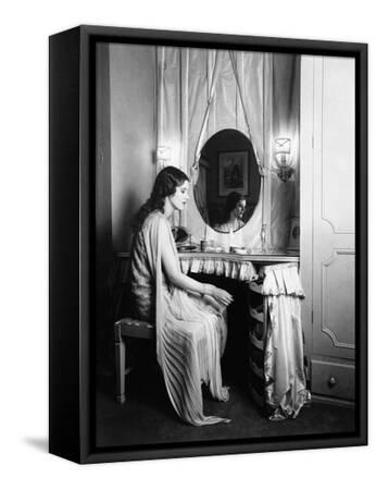 lady at dressing table Senior woman at dressing table Stock Photo