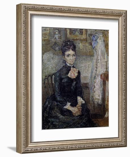 Woman Sitting by a Cradle-Vincent van Gogh-Framed Art Print