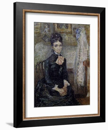 Woman Sitting by a Cradle-Vincent van Gogh-Framed Art Print