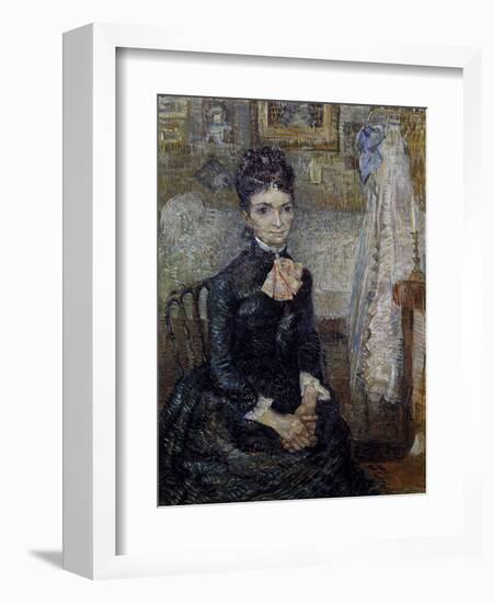 Woman Sitting by a Cradle-Vincent van Gogh-Framed Art Print