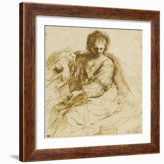 Woman, Sitting Down a Parchment: the Sibyl of Cumae-Guerchin Le-Framed Giclee Print