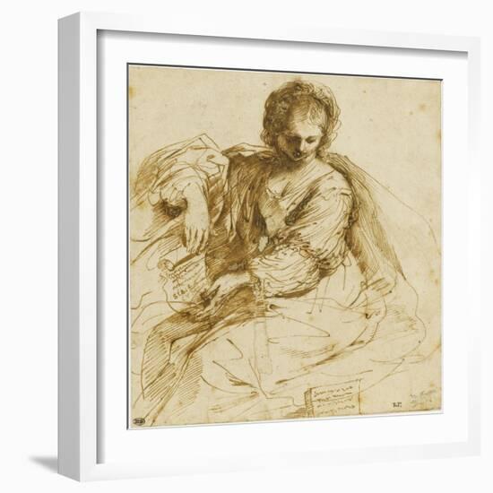 Woman, Sitting Down a Parchment: the Sibyl of Cumae-Guerchin Le-Framed Giclee Print