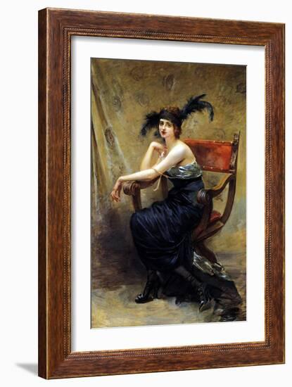 Woman Sitting in a Dagobert Armchair-Madeleine Lemaire-Framed Giclee Print