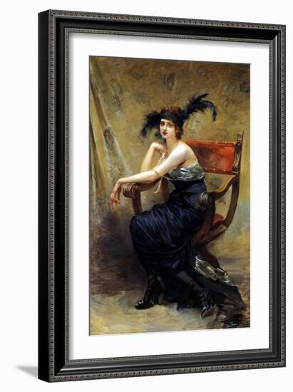 Woman Sitting in a Dagobert Armchair-Madeleine Lemaire-Framed Giclee Print