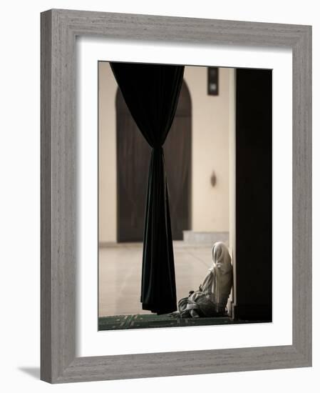 Woman Sitting in the Mosque of Al-Hakim, Cairo, Egypt, North Africa, Africa-Mcconnell Andrew-Framed Photographic Print