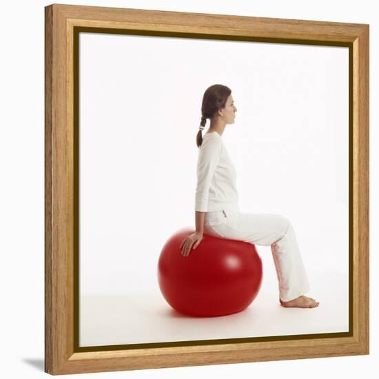 Woman Sitting on Exercise Ball-Cristina-Framed Premier Image Canvas