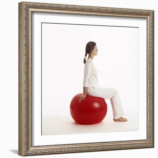 Woman Sitting on Exercise Ball-Cristina-Framed Premium Photographic Print