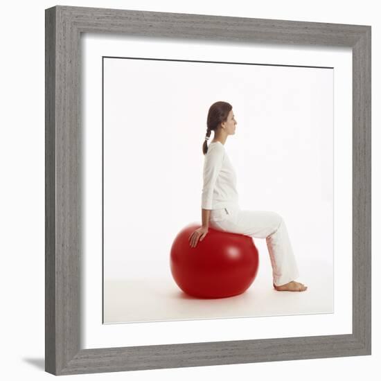 Woman Sitting on Exercise Ball-Cristina-Framed Premium Photographic Print