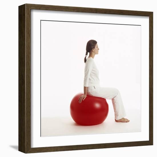 Woman Sitting on Exercise Ball-Cristina-Framed Premium Photographic Print