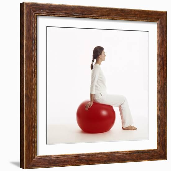 Woman Sitting on Exercise Ball-Cristina-Framed Premium Photographic Print