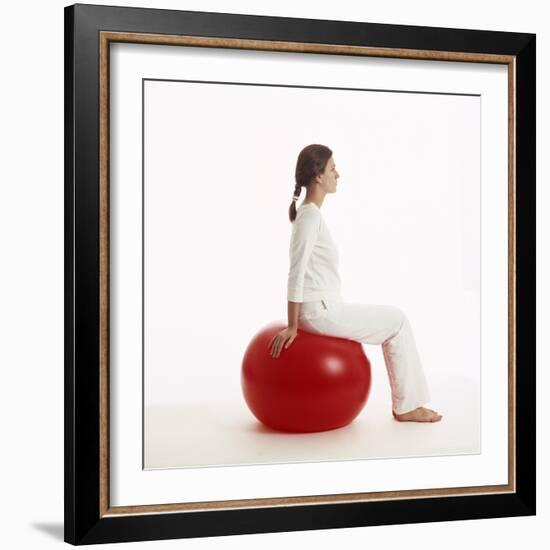 Woman Sitting on Exercise Ball-Cristina-Framed Premium Photographic Print